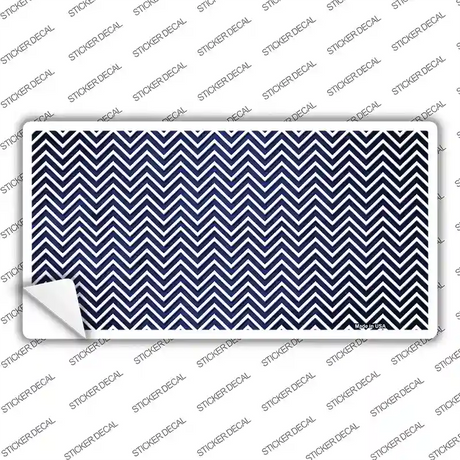 Blue White Small Chevron Oil Rubbed Novelty Sticker Decal