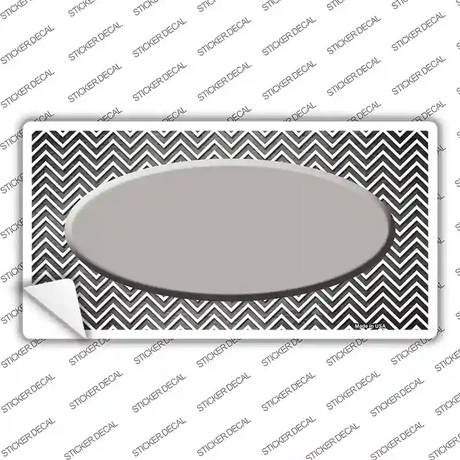 Gray White Small Chevron Oval Oil Rubbed Novelty Sticker Decal