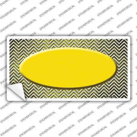 Yellow White Small Chevron Oval Oil Rubbed Novelty Sticker Decal