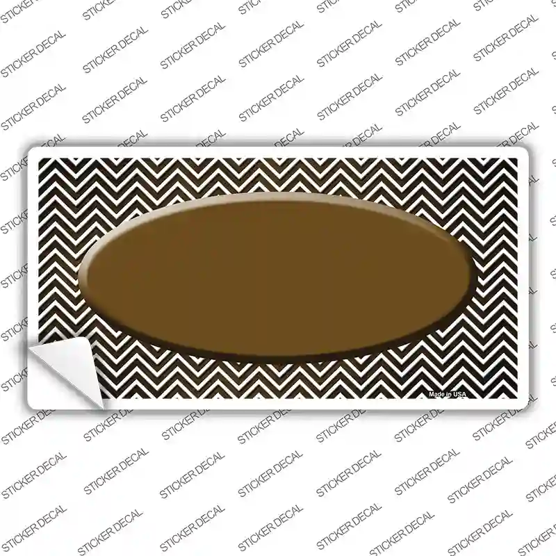 Brown White Small Chevron Oval Oil Rubbed Novelty Sticker Decal
