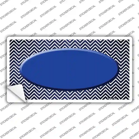 Blue White Small Chevron Oval Oil Rubbed Novelty Sticker Decal