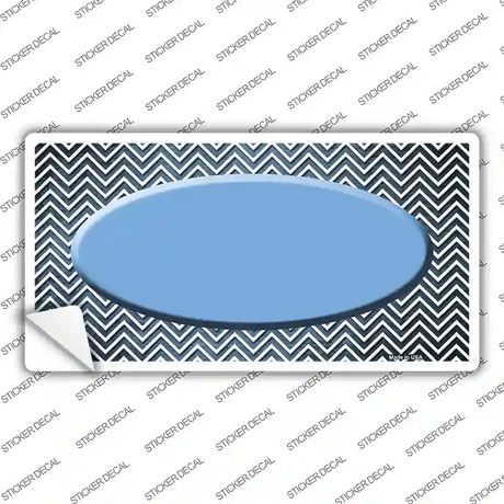 Light Blue White Small Chevron Oval Oil Rubbed Novelty Sticker Decal