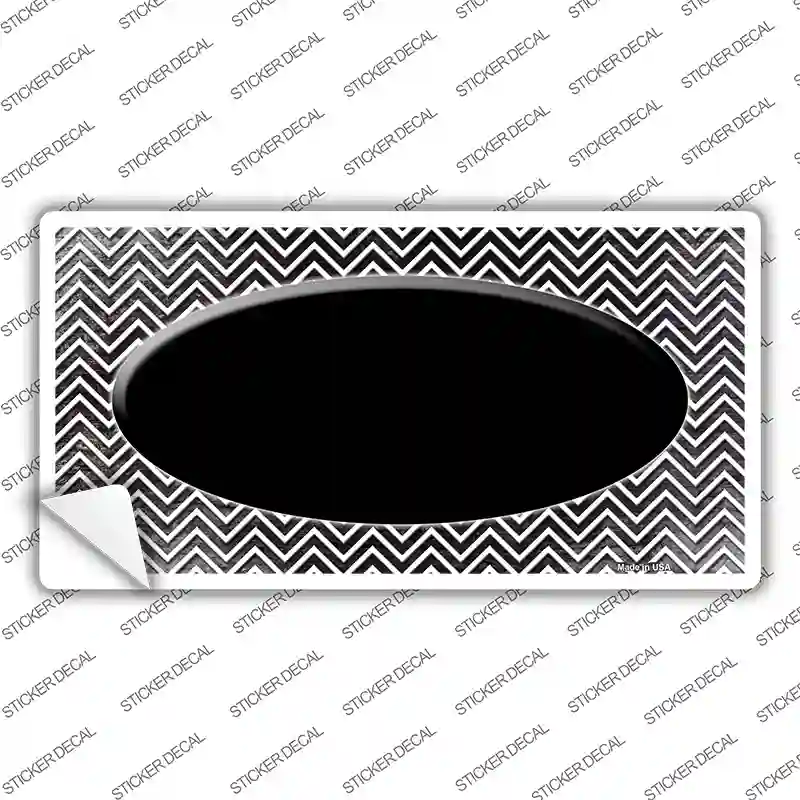 Black White Small Chevron Oval Oil Rubbed Novelty Sticker Decal