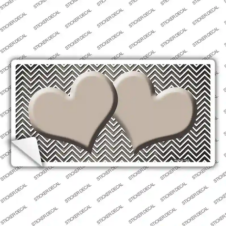 Tan White Small Chevron Hearts Oil Rubbed Novelty Sticker Decal