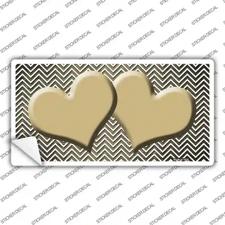 Gold White Small Chevron Hearts Oil Rubbed Novelty Sticker Decal