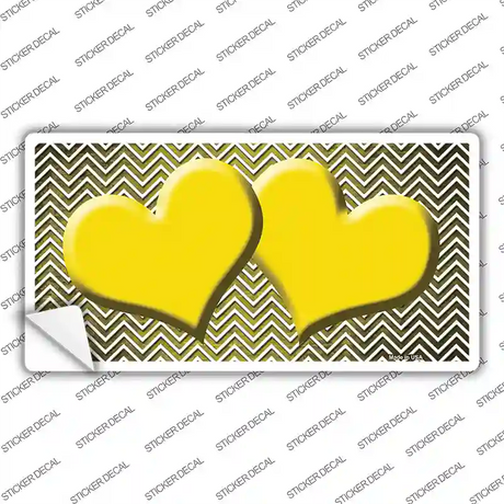 Yellow White Small Chevron Hearts Oil Rubbed Novelty Sticker Decal