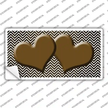 Brown White Small Chevron Hearts Oil Rubbed Novelty Sticker Decal