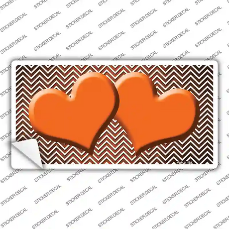 Orange White Small Chevron Hearts Oil Rubbed Novelty Sticker Decal
