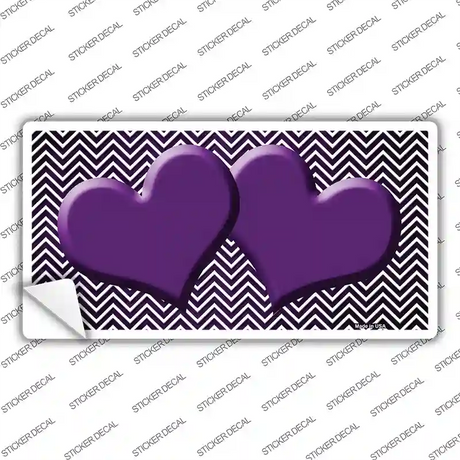 Purple White Small Chevron Hearts Oil Rubbed Novelty Sticker Decal