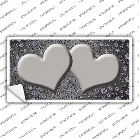 Gray Purple Flowers Hearts Oil Rubbed Novelty Sticker Decal