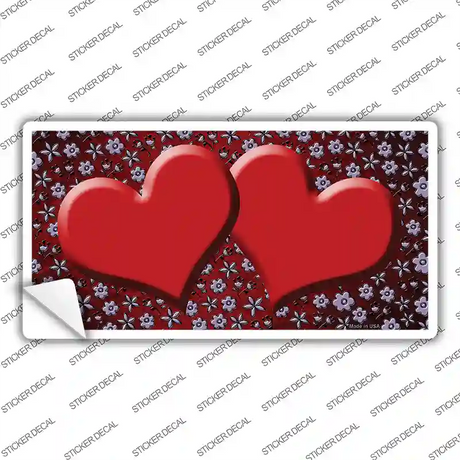 Red Purple Flowers Hearts Oil Rubbed Novelty Sticker Decal
