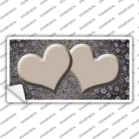Tan Purple Flowers Hearts Oil Rubbed Novelty Sticker Decal