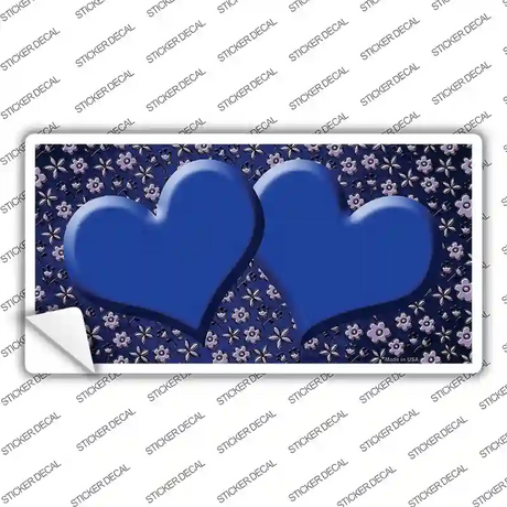 Blue Purple Flowers Hearts Oil Rubbed Novelty Sticker Decal