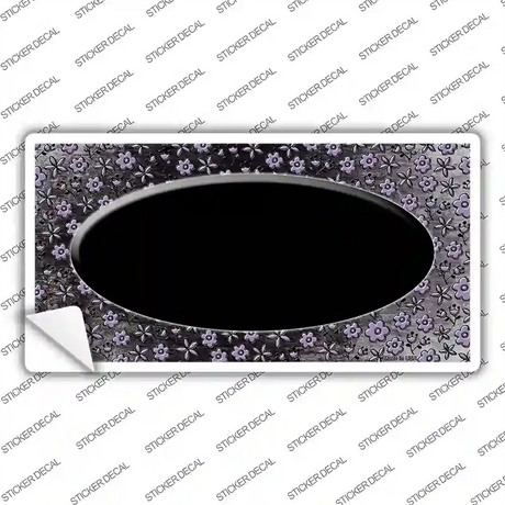 Black Purple Flowers Oval Oil Rubbed Novelty Sticker Decal