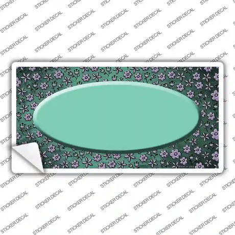 Mint Purple Flowers Oval Oil Rubbed Novelty Sticker Decal