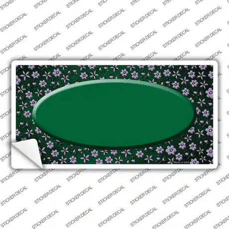 Green Purple Flowers Oval Oil Rubbed Novelty Sticker Decal