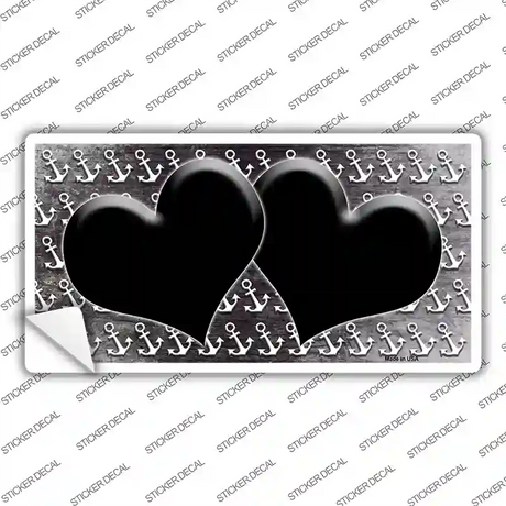 Black White Anchor Hearts Oil Rubbed Novelty Sticker Decal