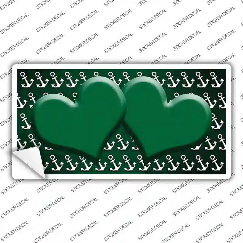 Green White Anchor Hearts Oil Rubbed Novelty Sticker Decal