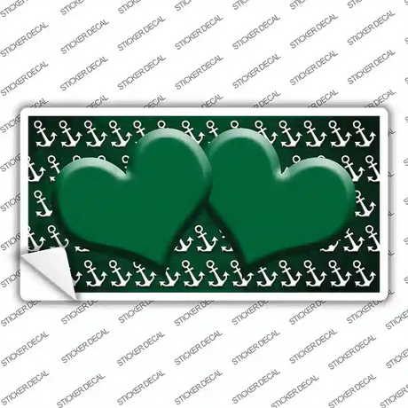 Green White Anchor Hearts Oil Rubbed Novelty Sticker Decal