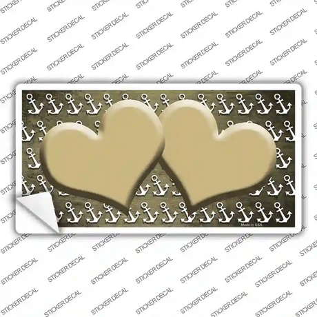Gold White Anchor Hearts Oil Rubbed Novelty Sticker Decal