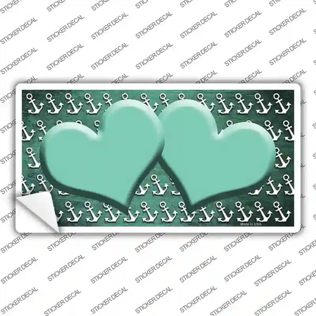 Mint White Anchor Hearts Oil Rubbed Novelty Sticker Decal