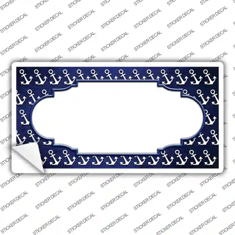 Blue White Anchor Scallop Oil Rubbed Novelty Sticker Decal