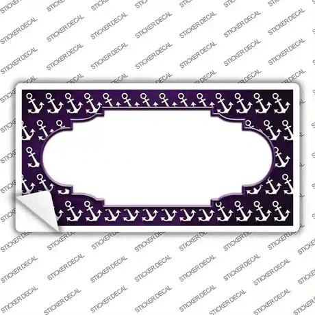 Purple White Anchor Scallop Oil Rubbed Novelty Sticker Decal