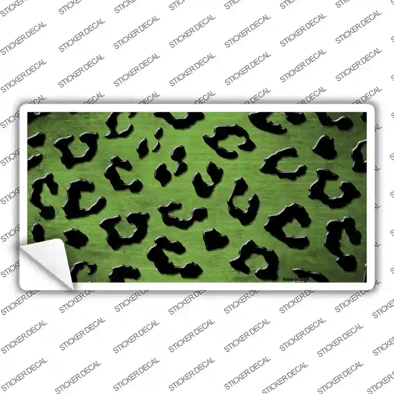 Lime Green Black Cheetah Oil Rubbed Novelty Sticker Decal