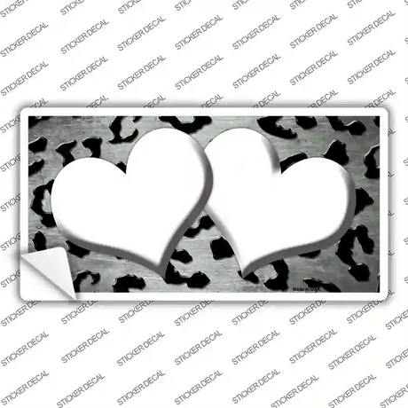 White Black Cheetah Hearts Oil Rubbed Novelty Sticker Decal