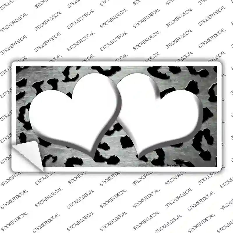 White Black Cheetah Hearts Oil Rubbed Novelty Sticker Decal