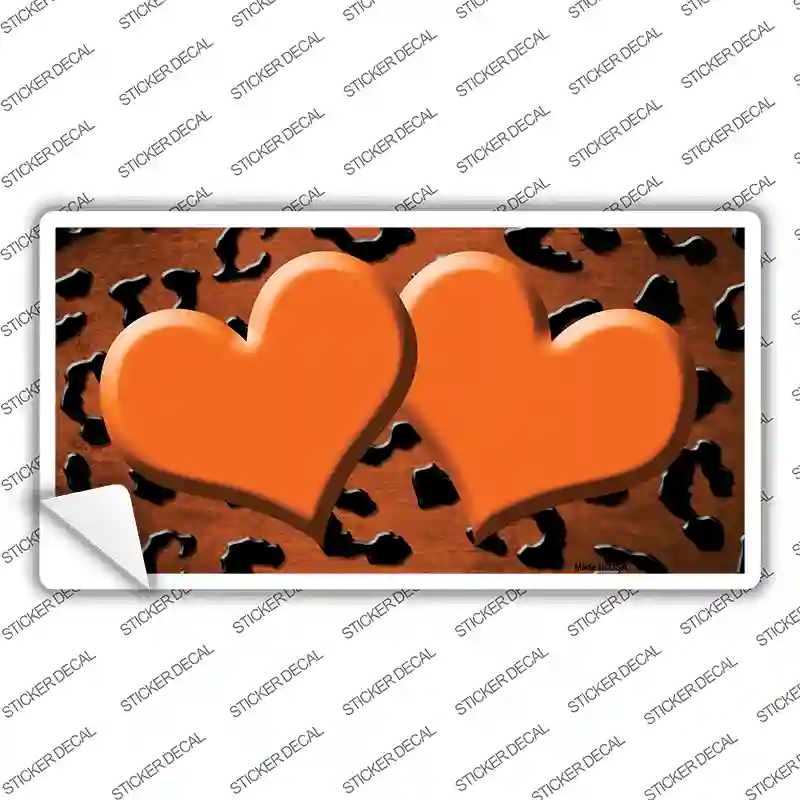 Orange Black Cheetah Hearts Oil Rubbed Novelty Sticker Decal