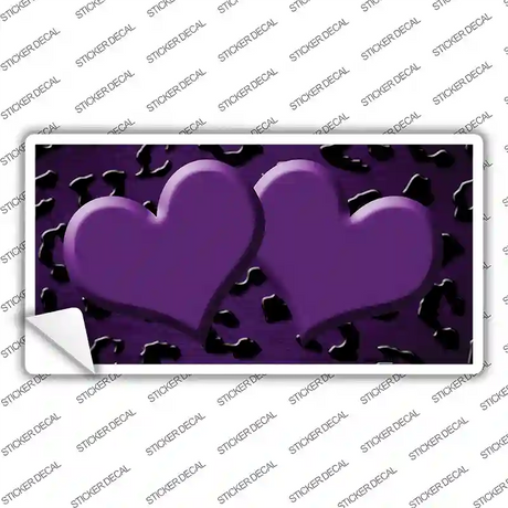 Purple Black Cheetah Hearts Oil Rubbed Novelty Sticker Decal