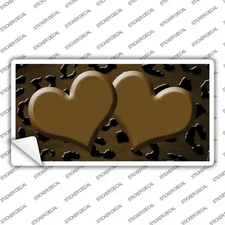 Brown Black Cheetah Hearts Oil Rubbed Novelty Sticker Decal