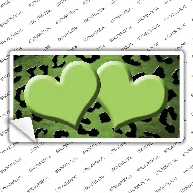 Lime Green Black Cheetah Hearts Oil Rubbed Novelty Sticker Decal