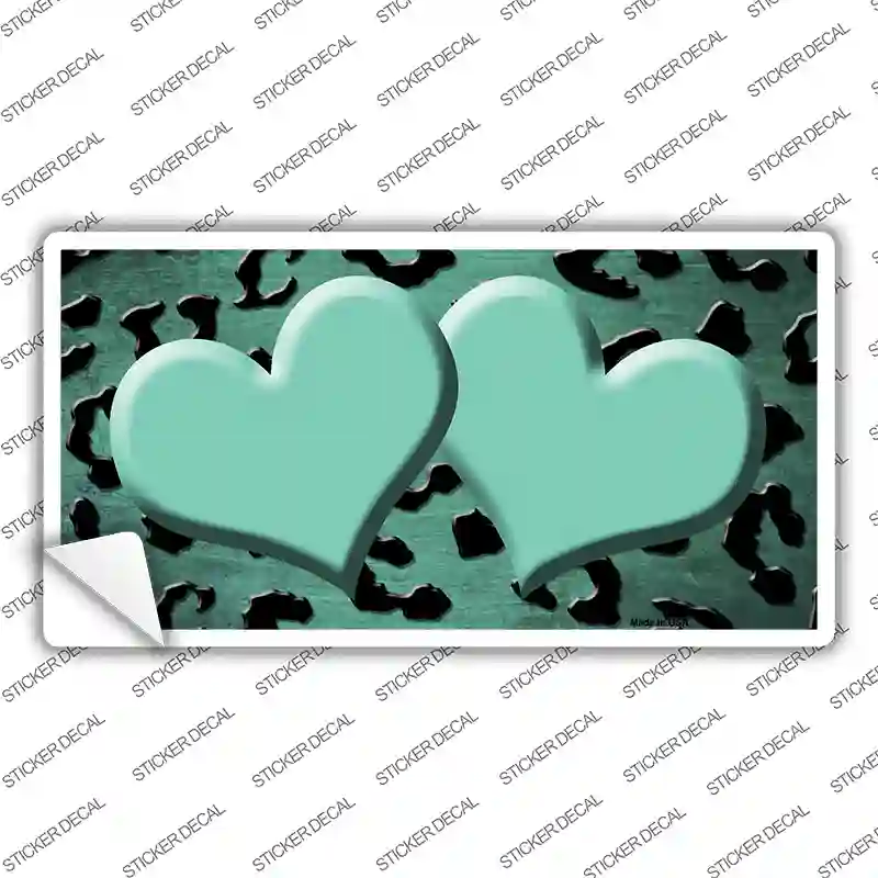 Mint Black Cheetah Hearts Oil Rubbed Novelty Sticker Decal