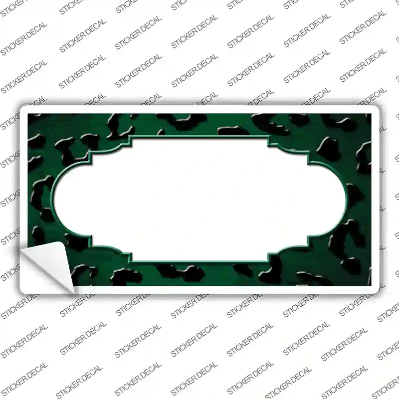 Green Black Cheetah Scallop Oil Rubbed Novelty Sticker Decal