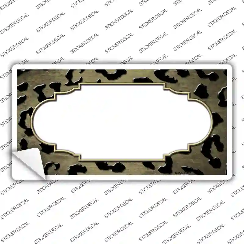 Gold Black Cheetah Scallop Oil Rubbed Novelty Sticker Decal
