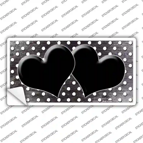Black White Small Dots Hearts Oil Rubbed Novelty Sticker Decal
