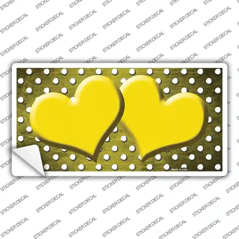 Yellow White Small Dots Hearts Oil Rubbed Novelty Sticker Decal