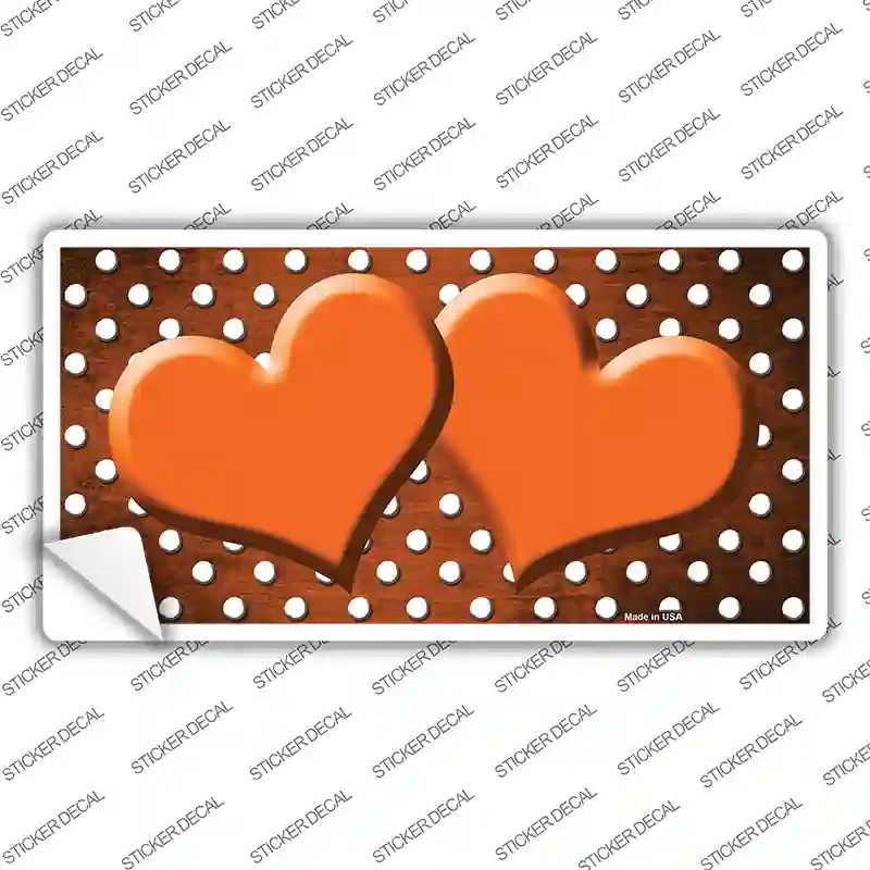 Orange White Small Dots Hearts Oil Rubbed Novelty Sticker Decal