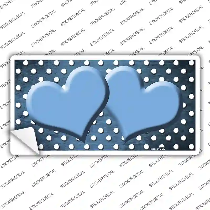 Light Blue White Small Dots Hearts Oil Rubbed Novelty Sticker Decal