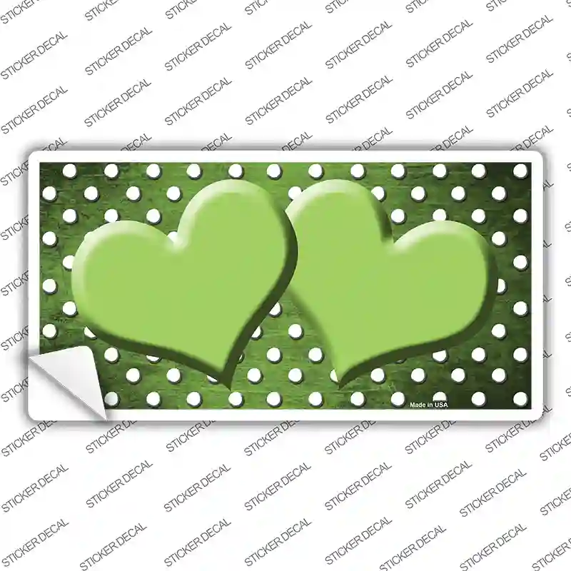 Lime Green White Small Dots Hearts Oil Rubbed Novelty Sticker Decal