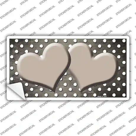 Tan White Small Dots Hearts Oil Rubbed Novelty Sticker Decal