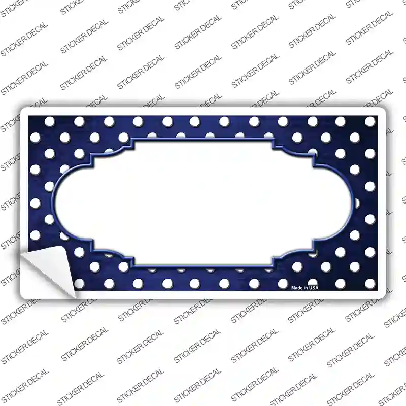 Blue White Small Dots Scallop Oil Rubbed Novelty Sticker Decal