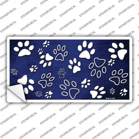Blue White Paw Oil Rubbed Novelty Sticker Decal