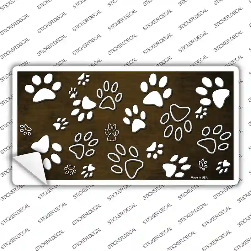 Brown White Paw Oil Rubbed Novelty Sticker Decal
