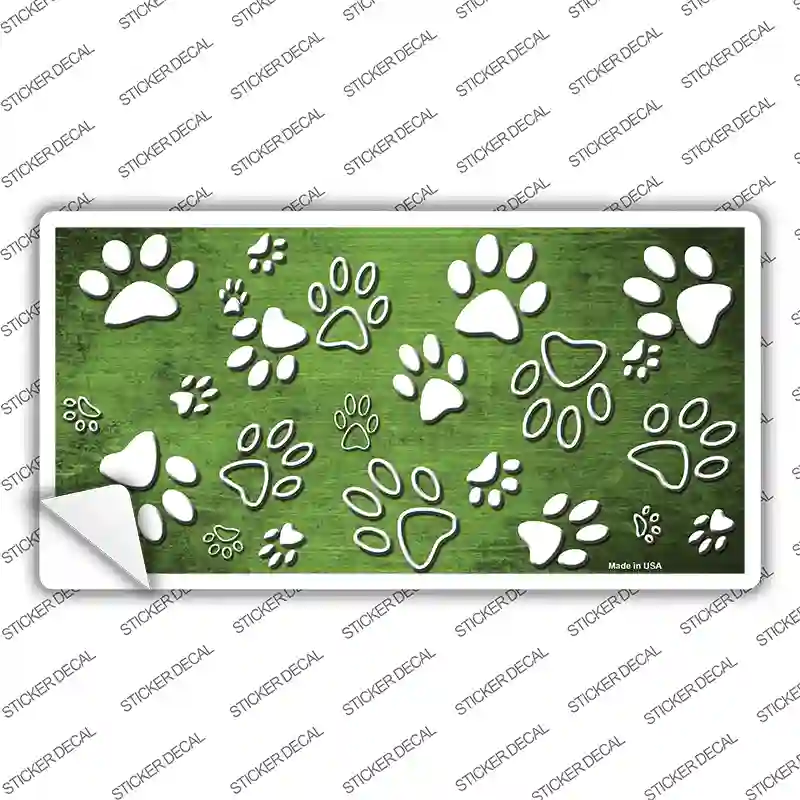 Lime Green White Paw Oil Rubbed Novelty Sticker Decal
