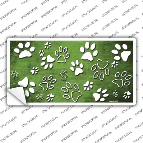 Lime Green White Paw Oil Rubbed Novelty Sticker Decal