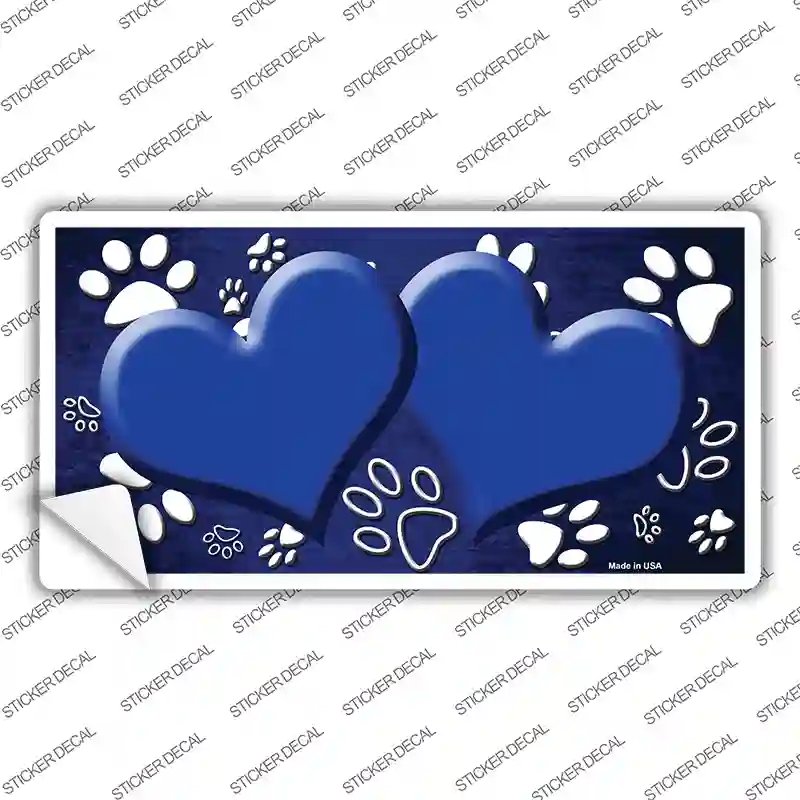 Paw Heart Blue White Novelty Sticker Decal