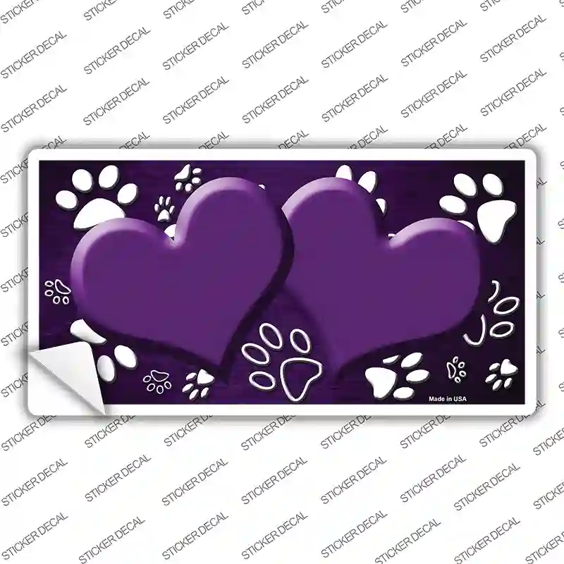 Paw Heart Purple White Novelty Sticker Decal